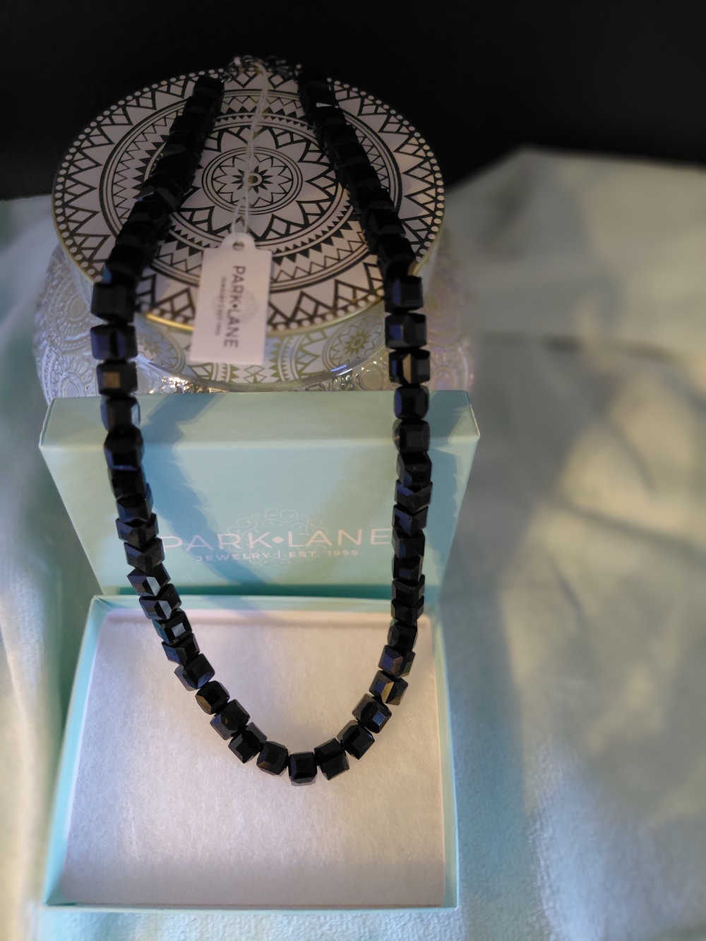 Park Lane Onyx- Black Faceted Cube Necklace